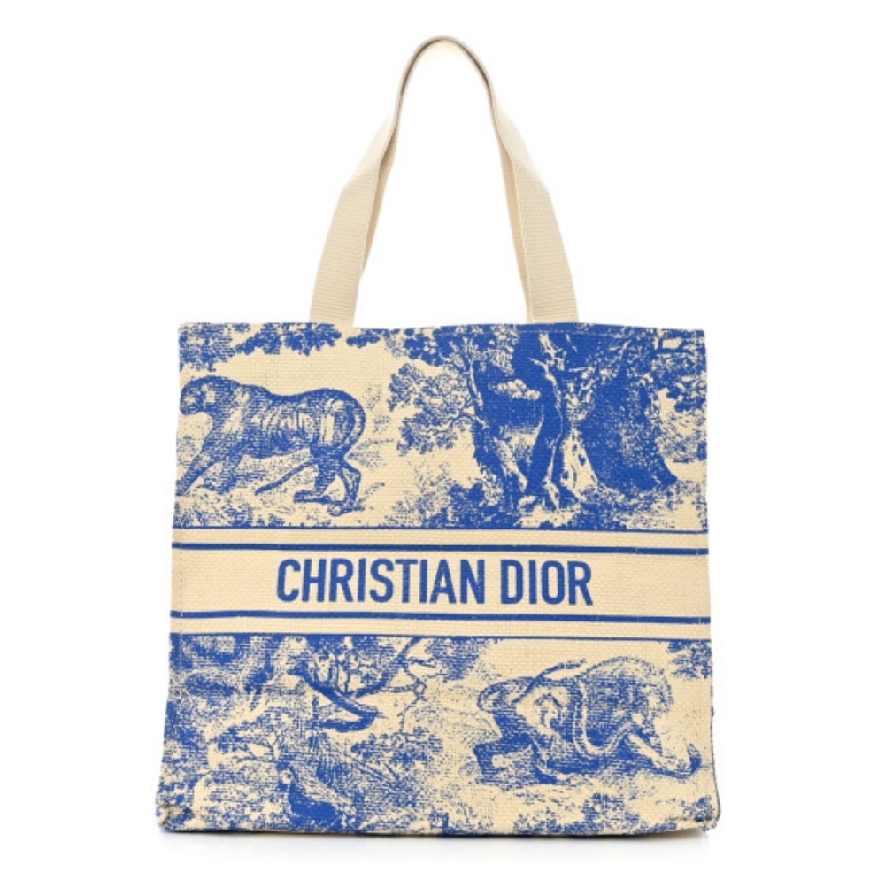 NEW AUTHENTIC CHRISTIAN DIOR DIORIVIERA BLUE STRAW TOTE *GWP* VIP*
